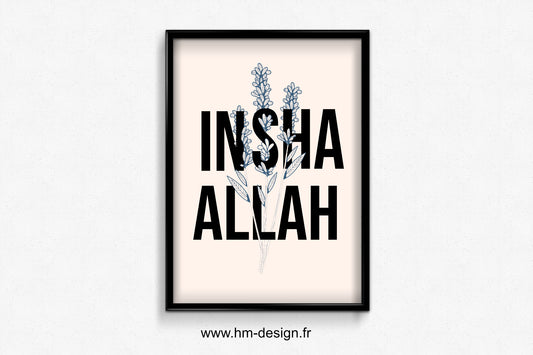 Poster IN SHA ALLAH FLEURI MINIMALISTE